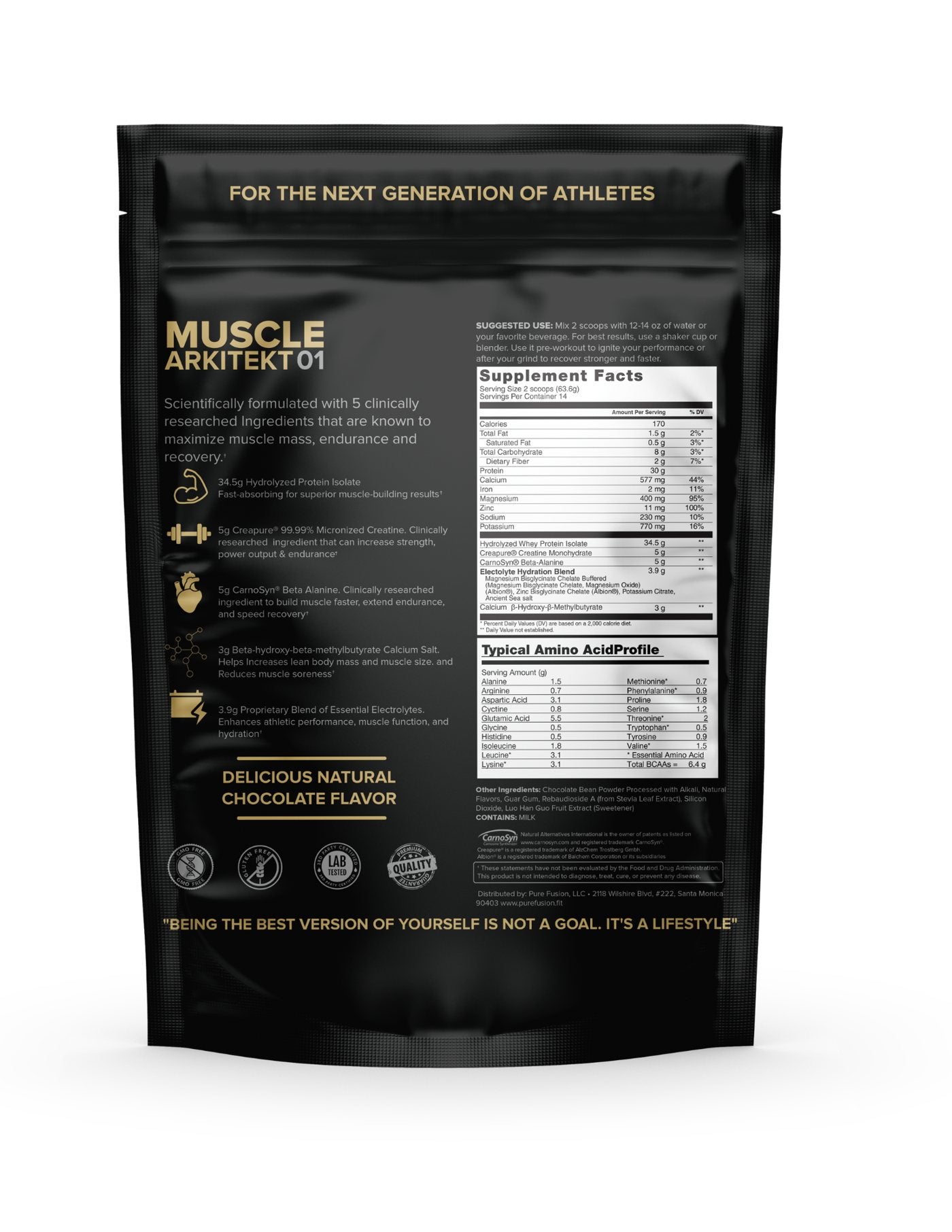 Muscle Arkitekt 01 supplement facts — pouch back